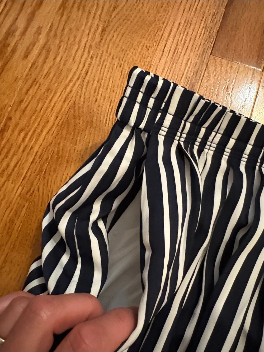 J. Crew Mercantile Navy and White Vertical Striped Skirt Size 4 NWT